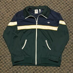 Adidas Jacket Men’s XL Originals Collared Colorblock Track Full Zip Green Blue